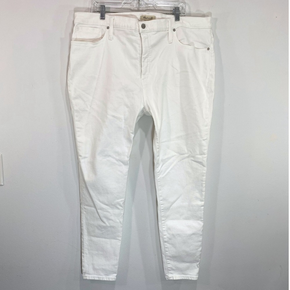 Madewell‎ 9" High Rise Skinny Crop Jeans White Denim Size 36 Stretch Casual